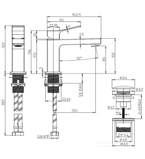 Смеситель для раковины Bossini Aki-M Z00707.073 чёрный матовый